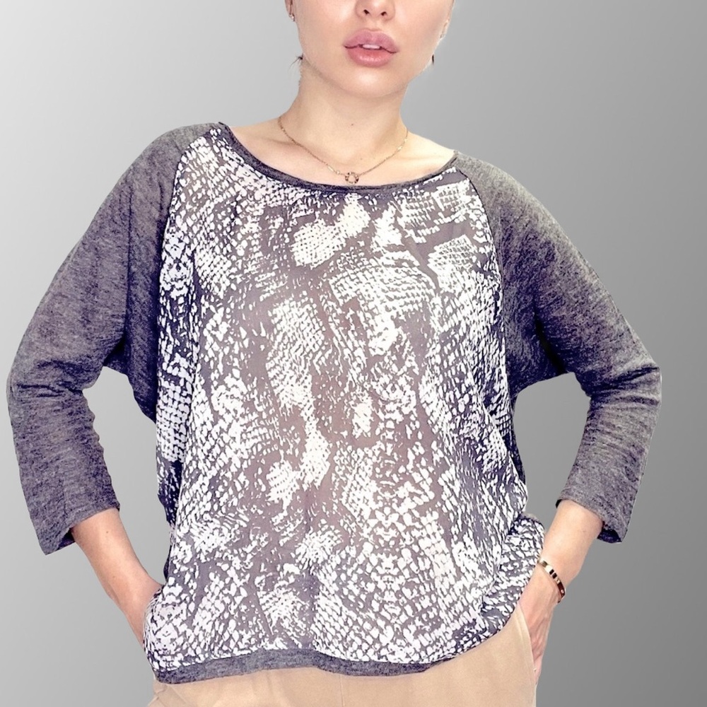 Sparkle & Fade Grey Print Boxy Relaxed Blouse